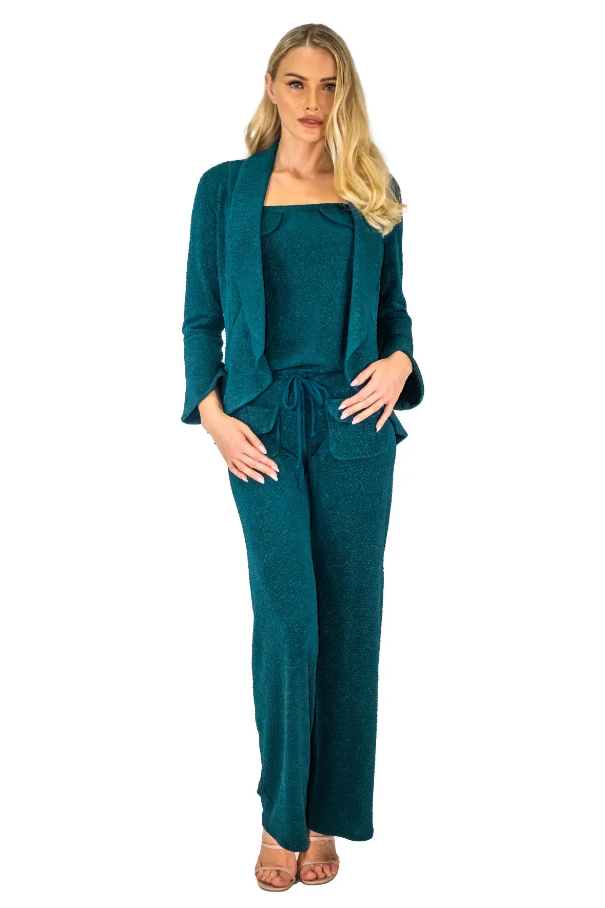 3/4 SLV Round Peplum Long Back Turnover Jacket