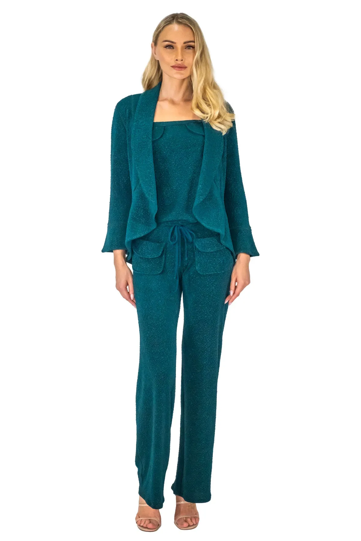 3/4 SLV Round Peplum Long Back Turnover Jacket
