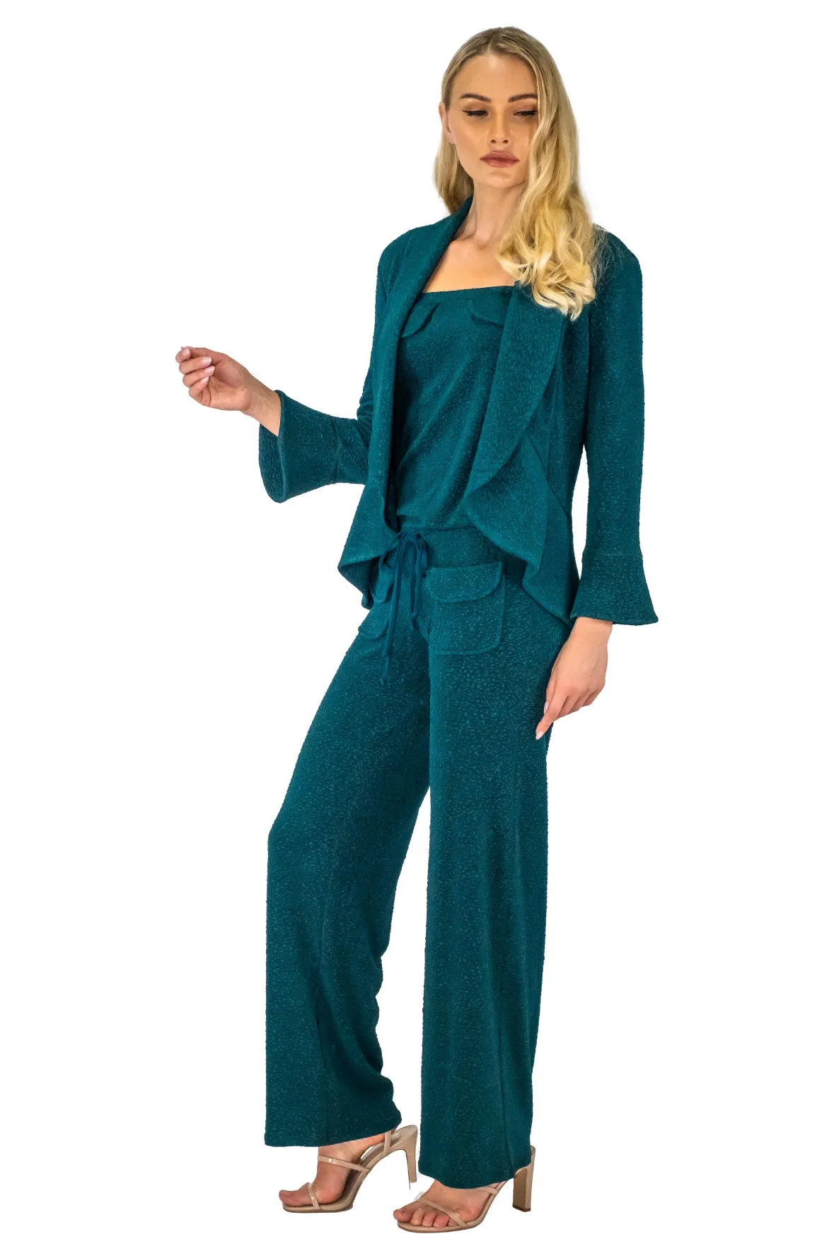 3/4 SLV Round Peplum Long Back Turnover Jacket