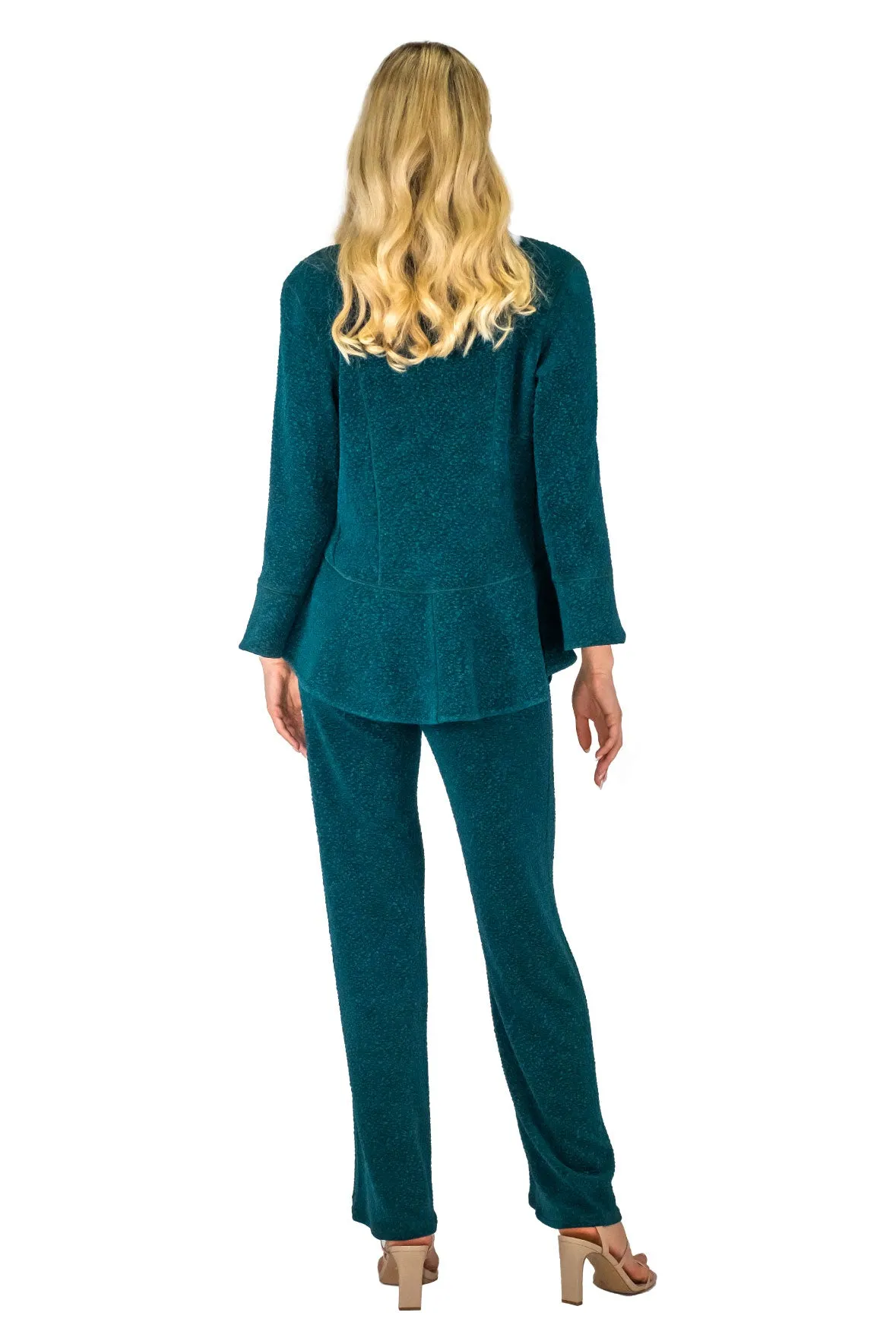 3/4 SLV Round Peplum Long Back Turnover Jacket