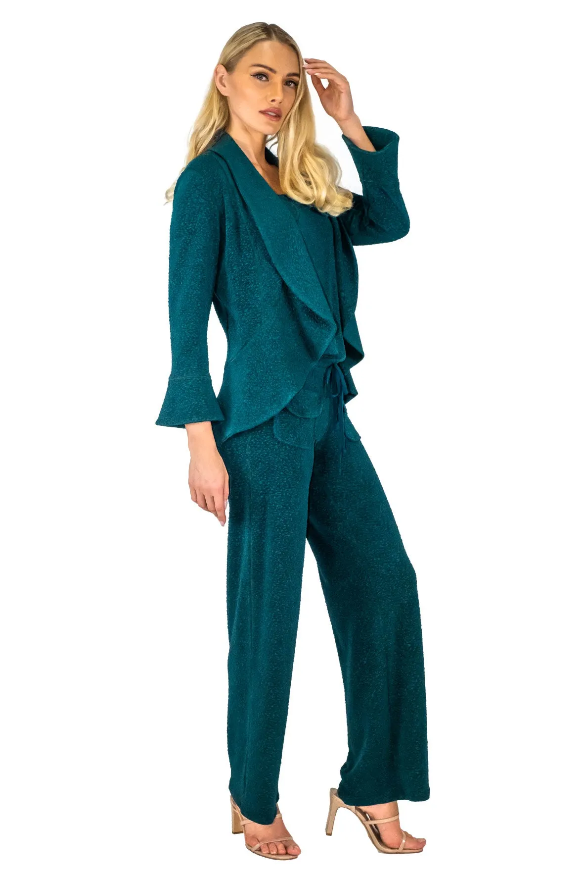 3/4 SLV Round Peplum Long Back Turnover Jacket