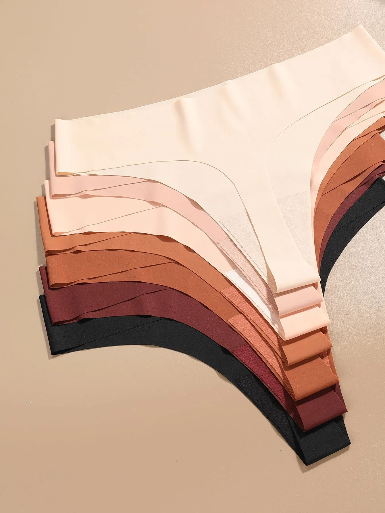 7 Pack Daily Wear Earth Tone Silky Seamless Thongs Set