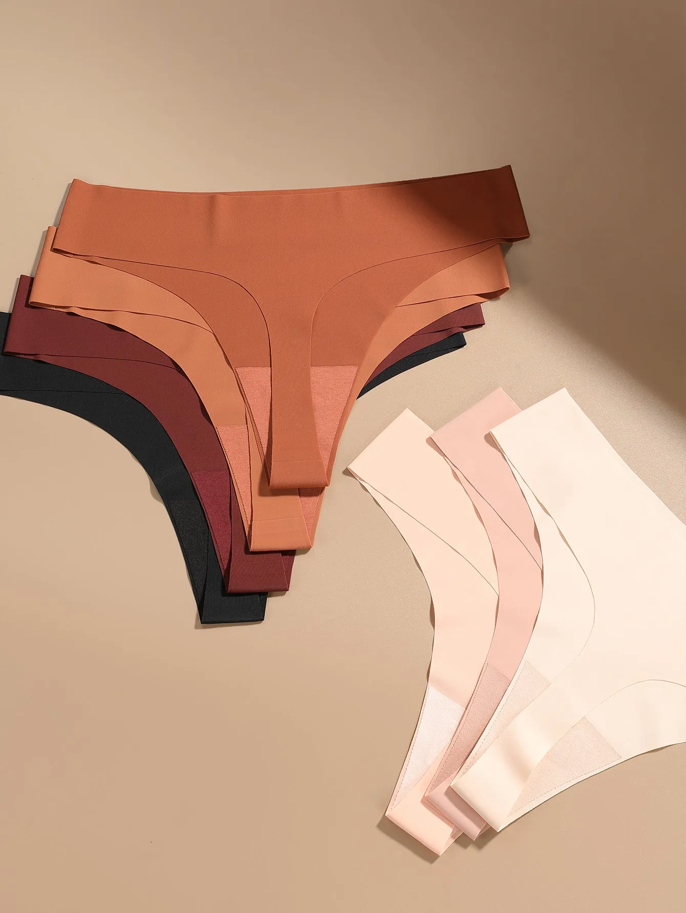 7 Pack Daily Wear Earth Tone Silky Seamless Thongs Set