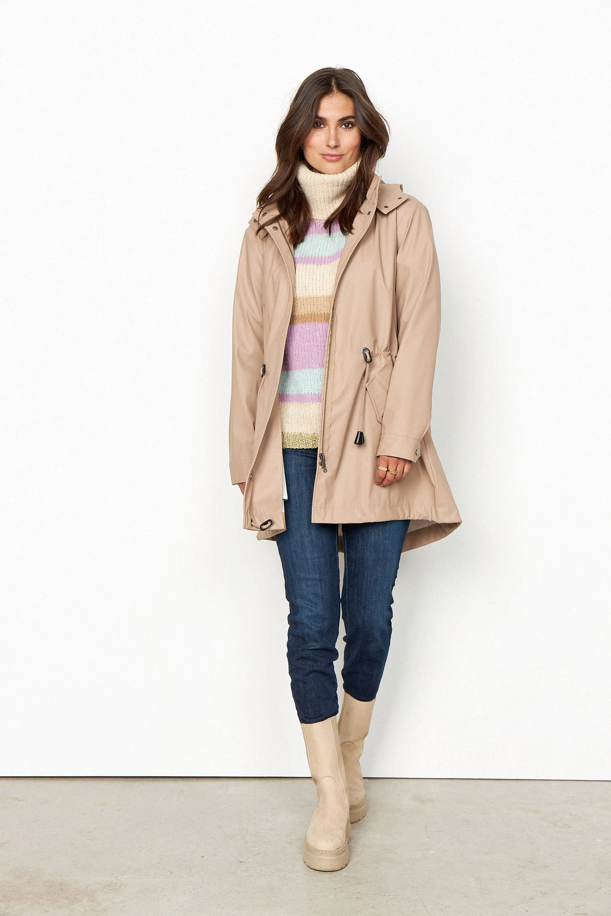 Alexa PU Rain Jacket - Stucco Brown