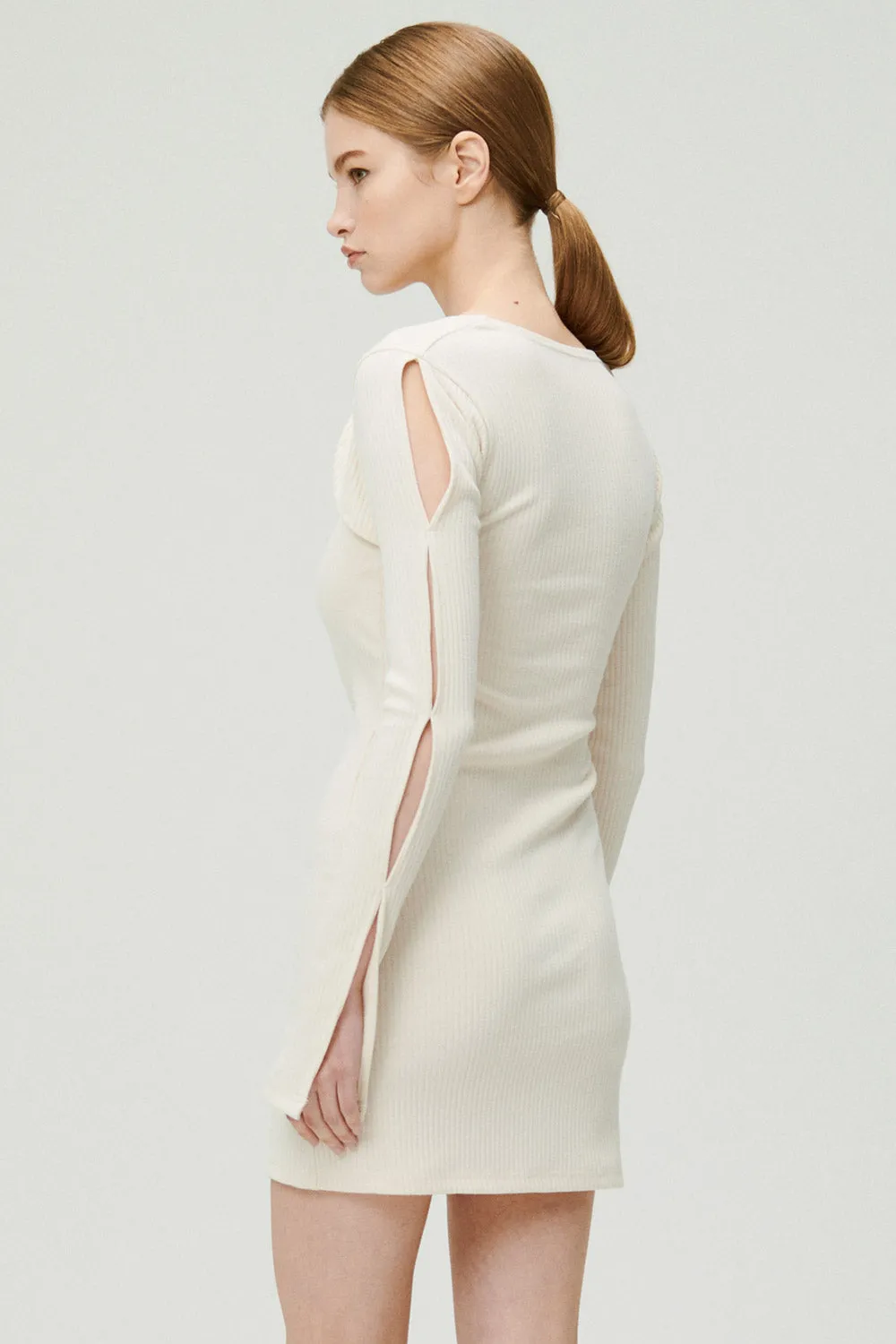 Ayn Square Neck Ribbed Dress