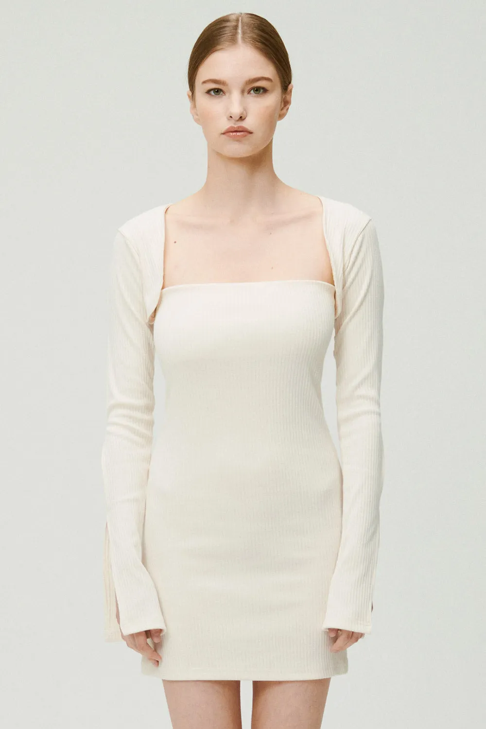 Ayn Square Neck Ribbed Dress