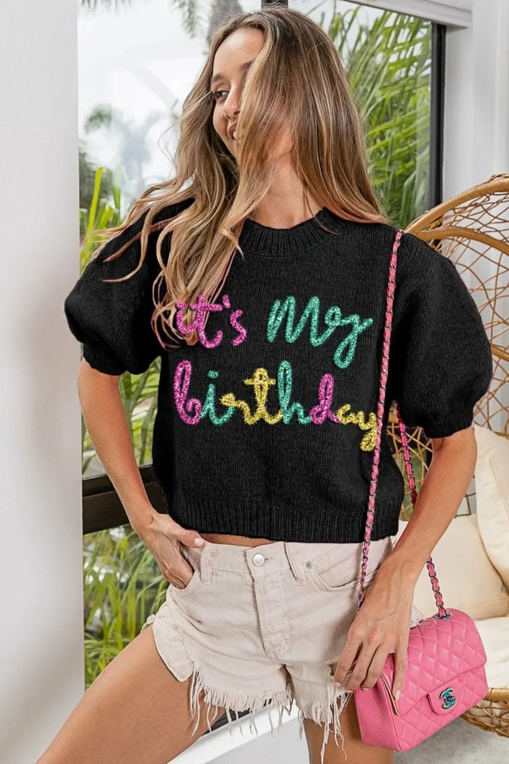 BiBi metallic puff sleeve sweater From Love Salve