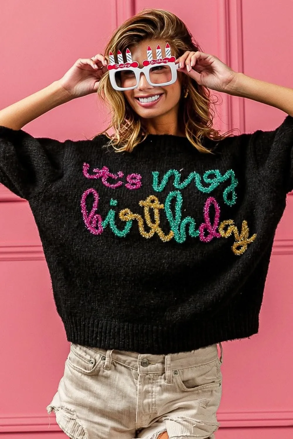 BiBi metallic puff sleeve sweater From Love Salve