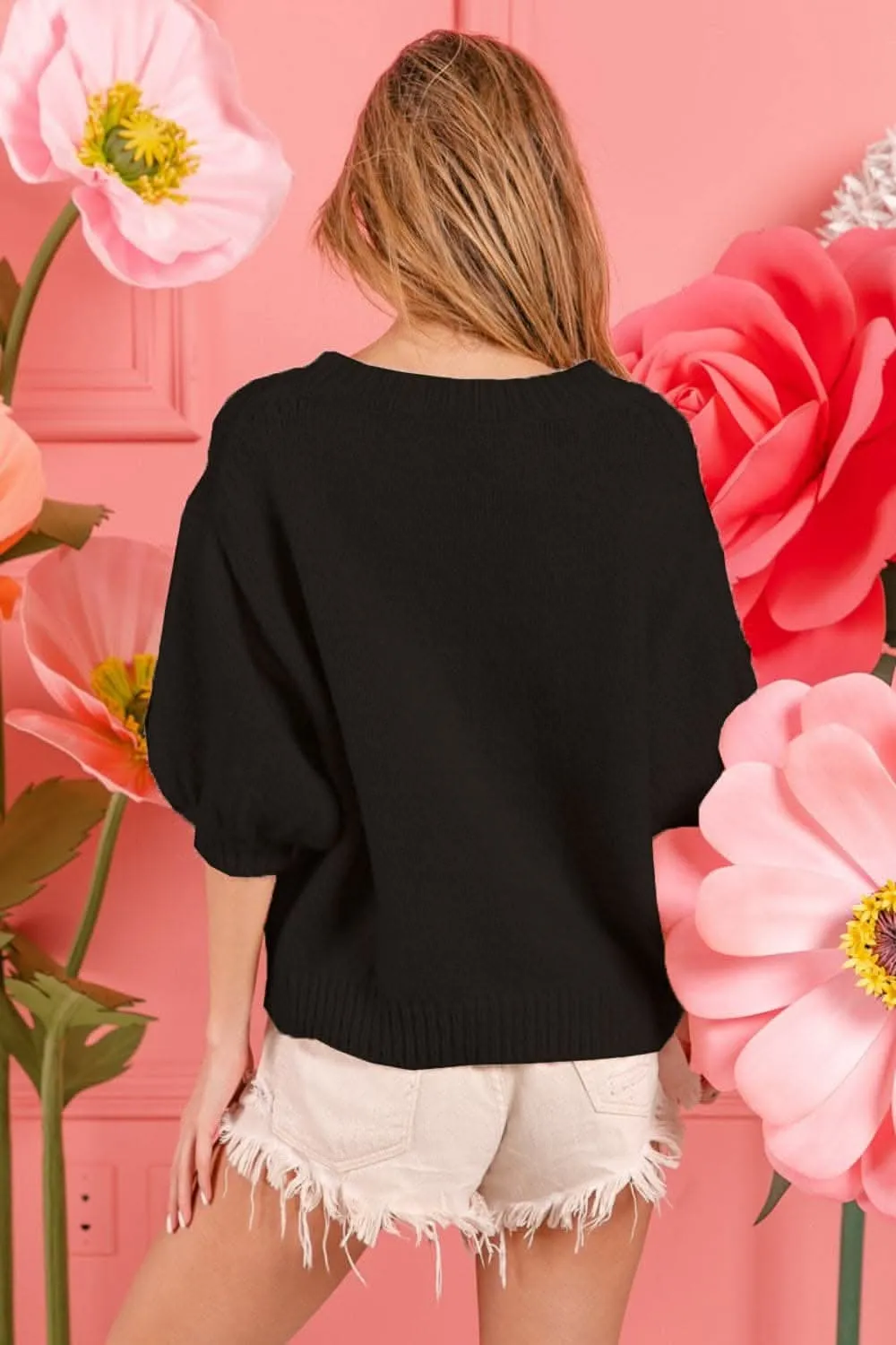 BiBi metallic puff sleeve sweater From Love Salve