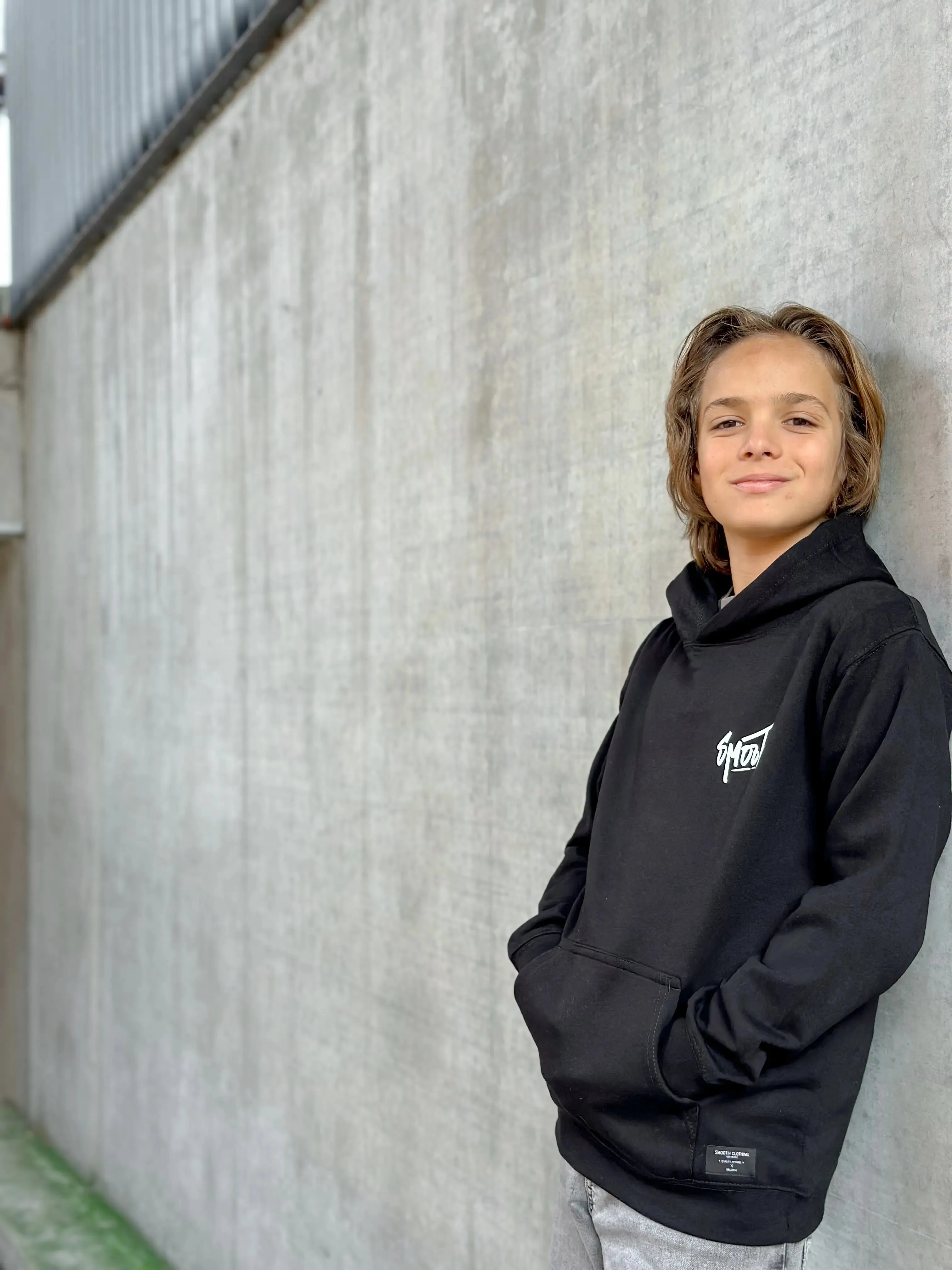 Black Kids Hoodie / Dainty White Front Back Boys