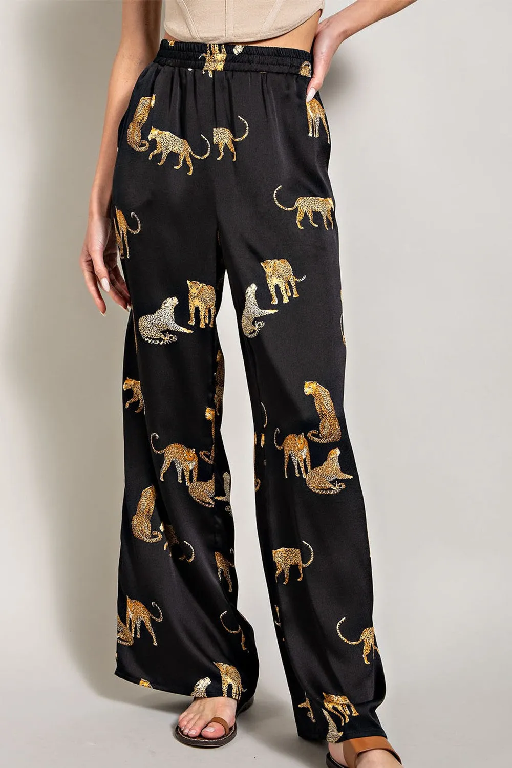 Black Leopard Print Pants