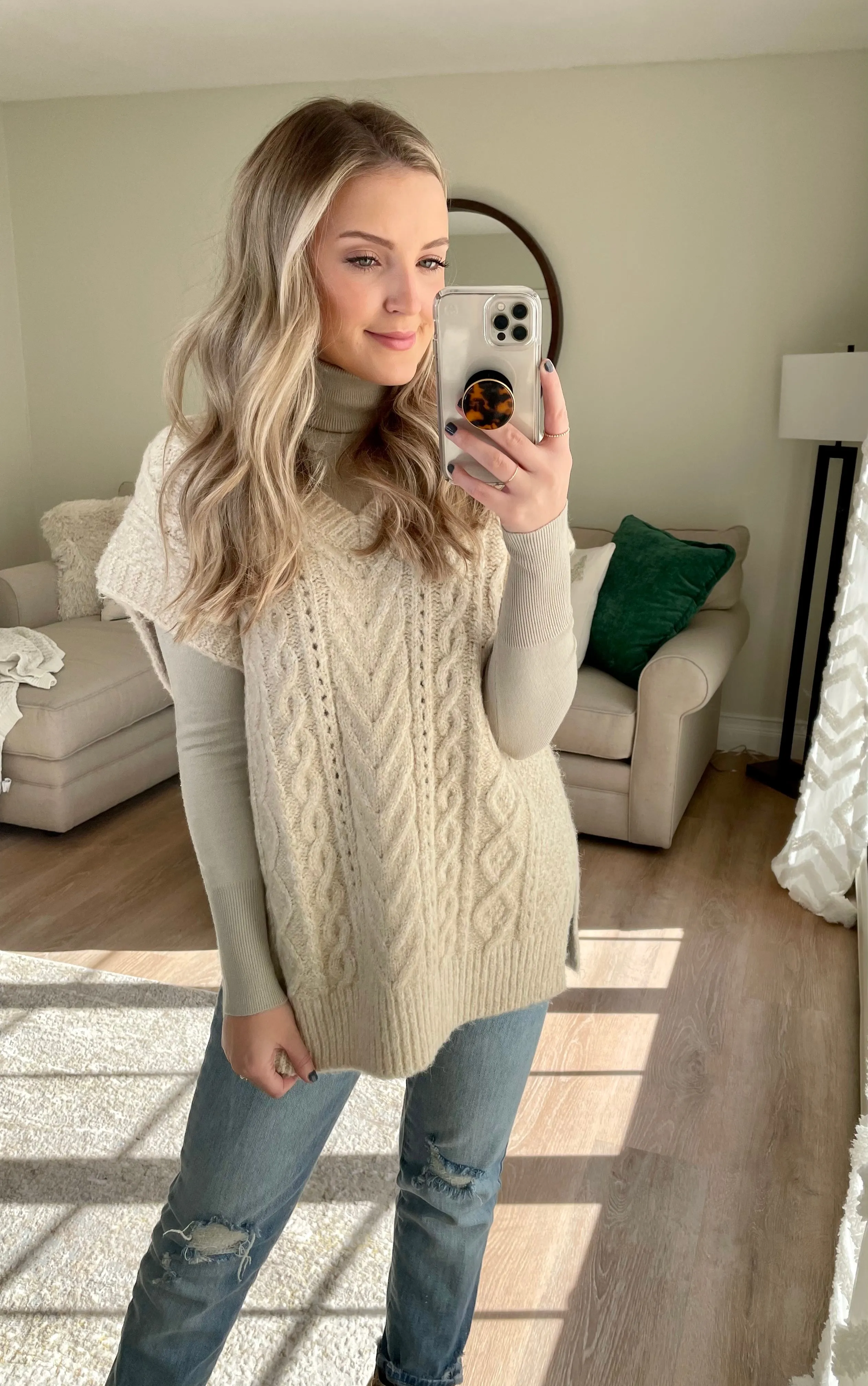 Cable Knit Oversized Sweater Vest