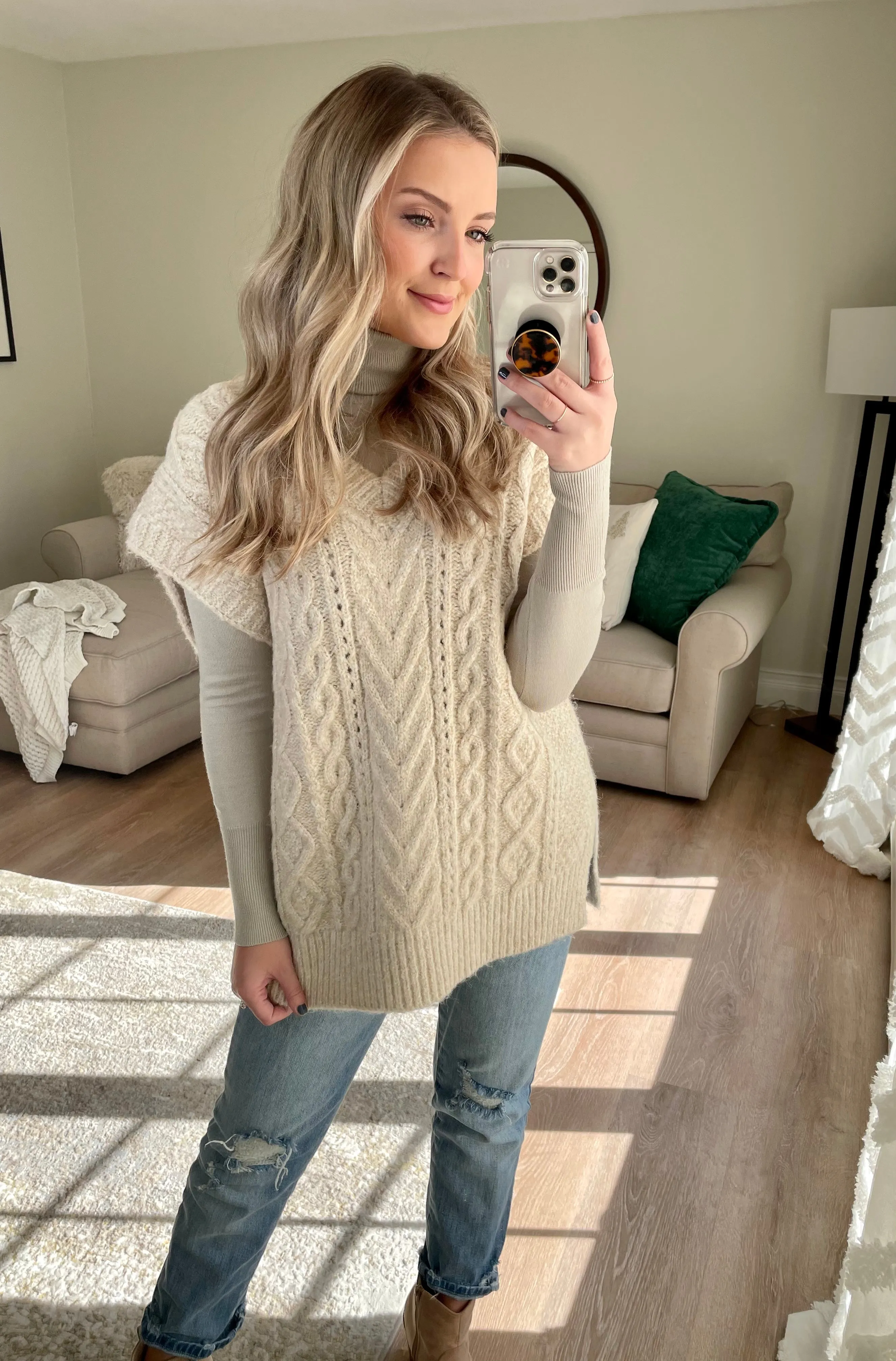 Cable Knit Oversized Sweater Vest