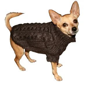 CHOCOLATE ANGORA CABLE KNIT DOG SWEATER