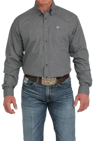 Cinch Gray Multi Color Geometric Print Button-Down Shirt for Men