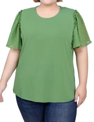 Clip Dot Flutter Sleeve Top - Plus