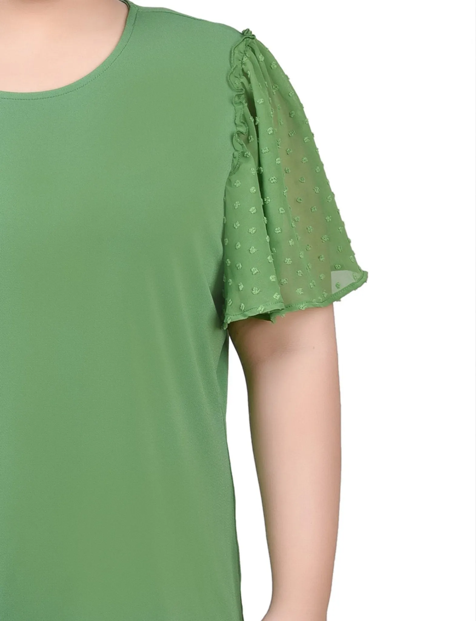Clip Dot Flutter Sleeve Top - Plus