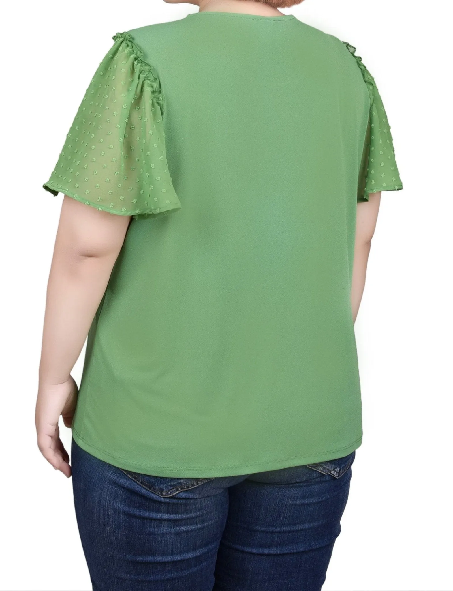Clip Dot Flutter Sleeve Top - Plus