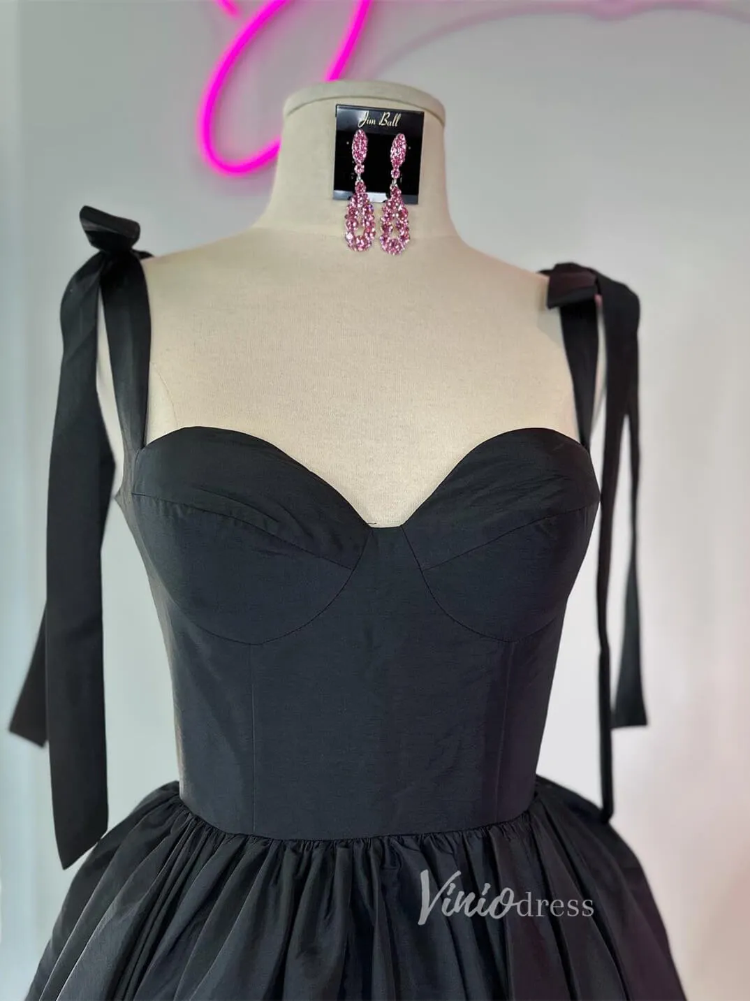 Cute Satin Homecoming Dresses Wide Strap Bow-Tie Short Prom Dress SD1641