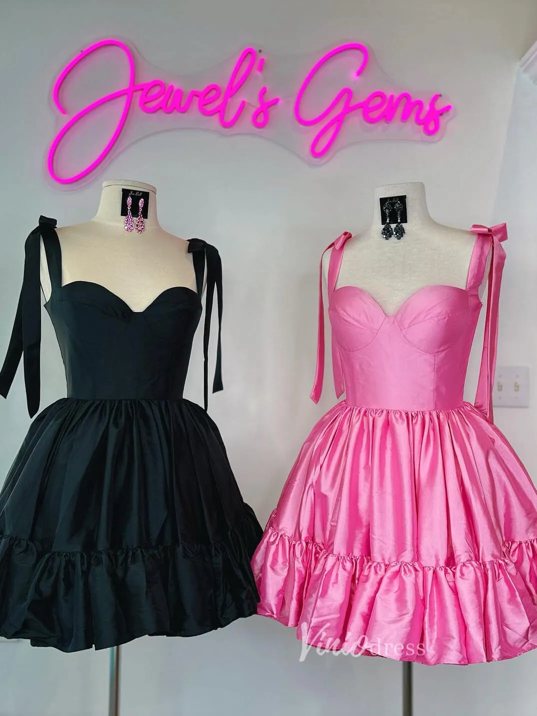 Cute Satin Homecoming Dresses Wide Strap Bow-Tie Short Prom Dress SD1641