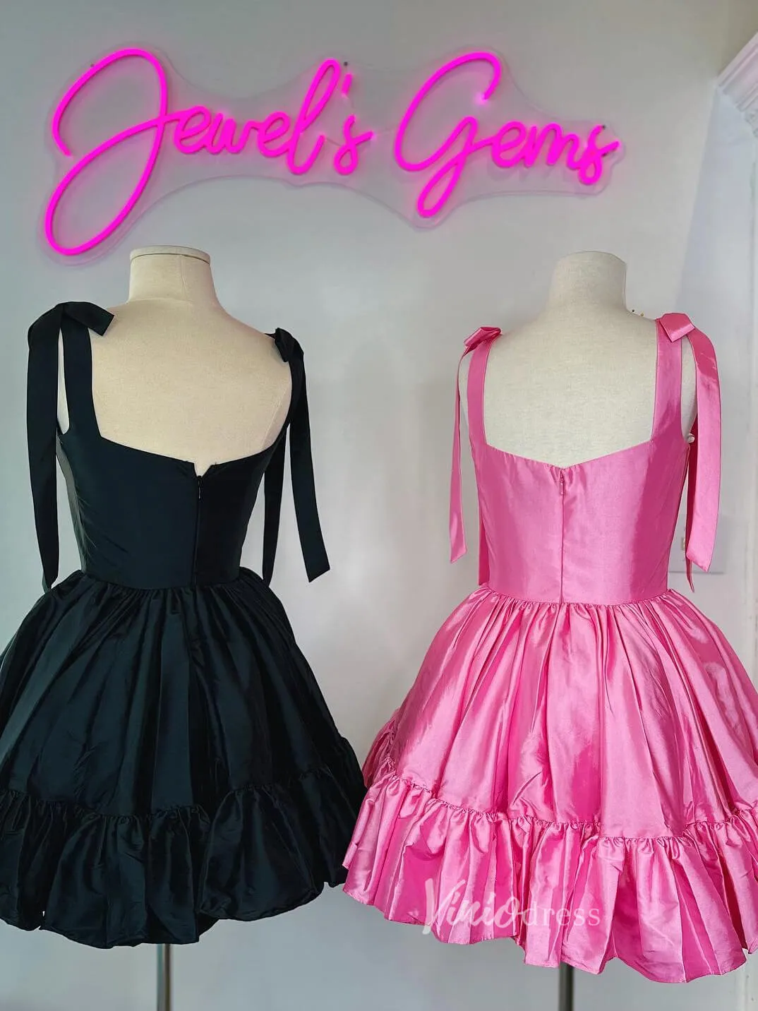 Cute Satin Homecoming Dresses Wide Strap Bow-Tie Short Prom Dress SD1641
