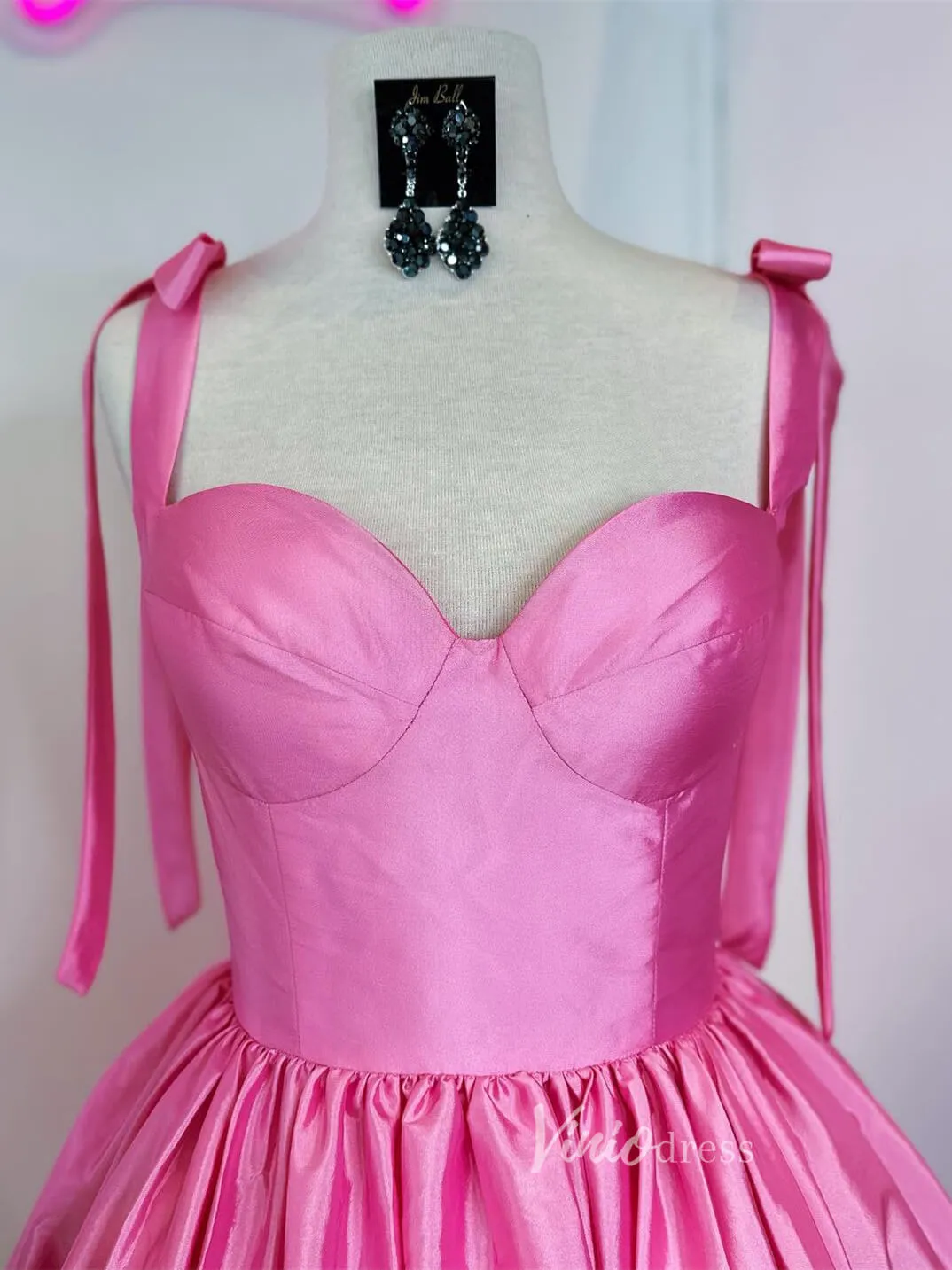 Cute Satin Homecoming Dresses Wide Strap Bow-Tie Short Prom Dress SD1641
