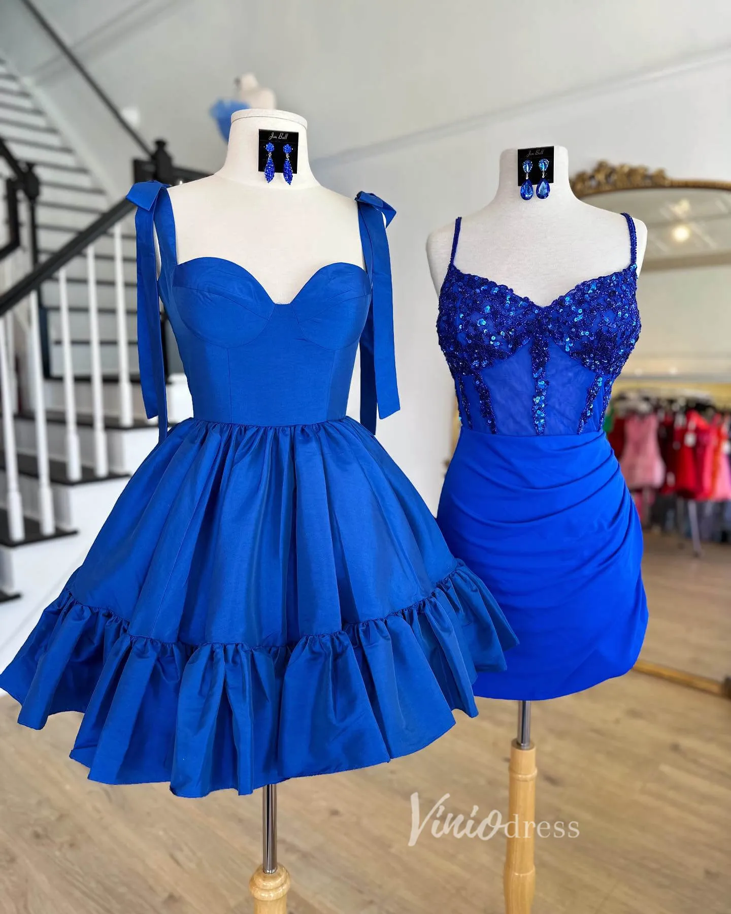 Cute Satin Homecoming Dresses Wide Strap Bow-Tie Short Prom Dress SD1641