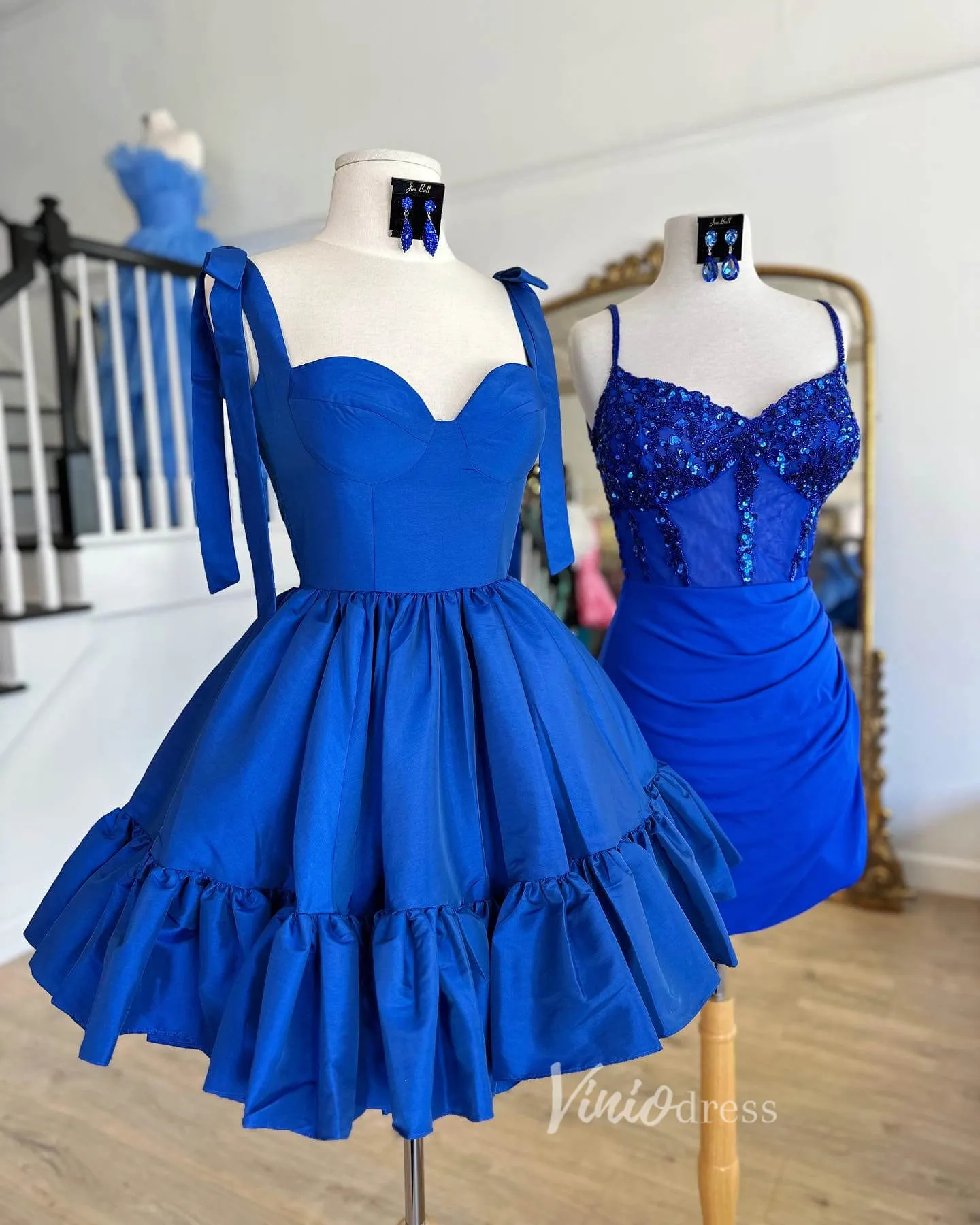 Cute Satin Homecoming Dresses Wide Strap Bow-Tie Short Prom Dress SD1641