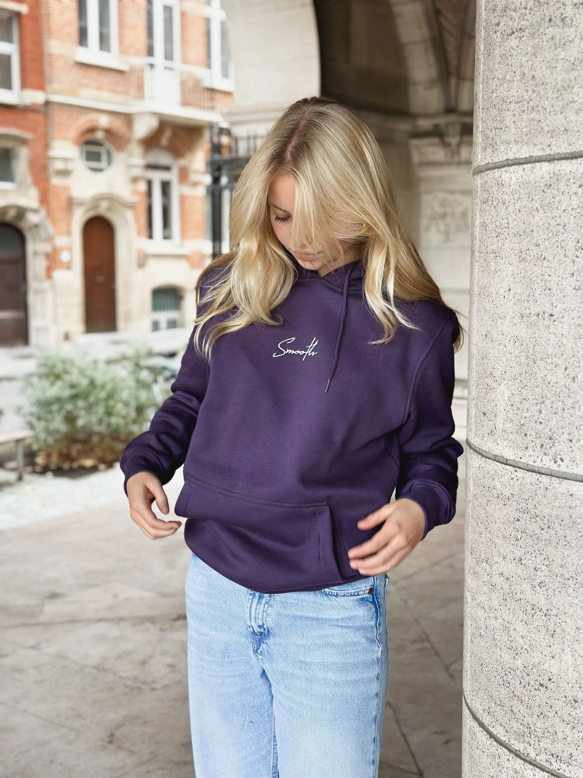 Dark Purple Hoodie / Signature White Women