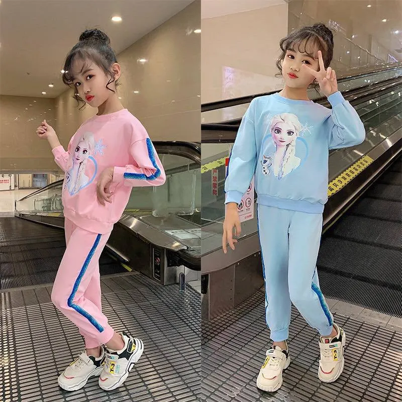 Disney Frozen Children Clothes Girl Elsa Baby Clothing Suit Tracksuit Kid Clothes Girl Set Autumn Toddler Outfits Pullover Pants