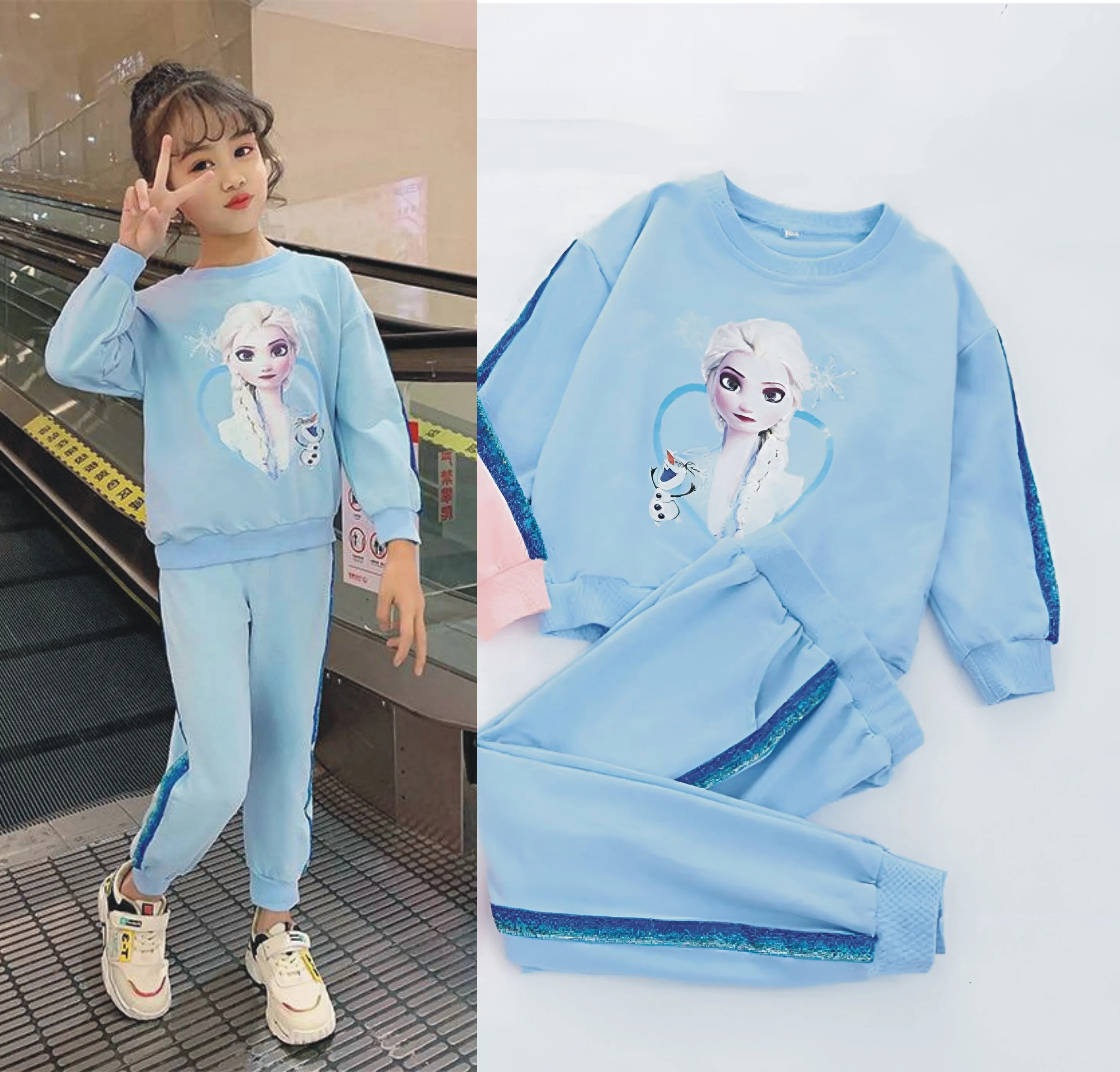 Disney Frozen Children Clothes Girl Elsa Baby Clothing Suit Tracksuit Kid Clothes Girl Set Autumn Toddler Outfits Pullover Pants