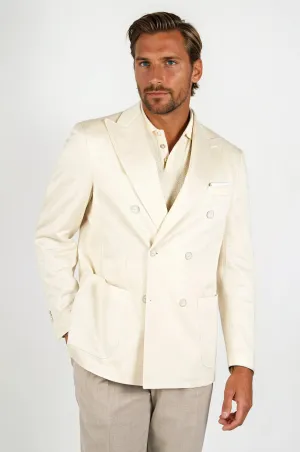 Double-breasted Jersey Blazer in Linen & Cotton