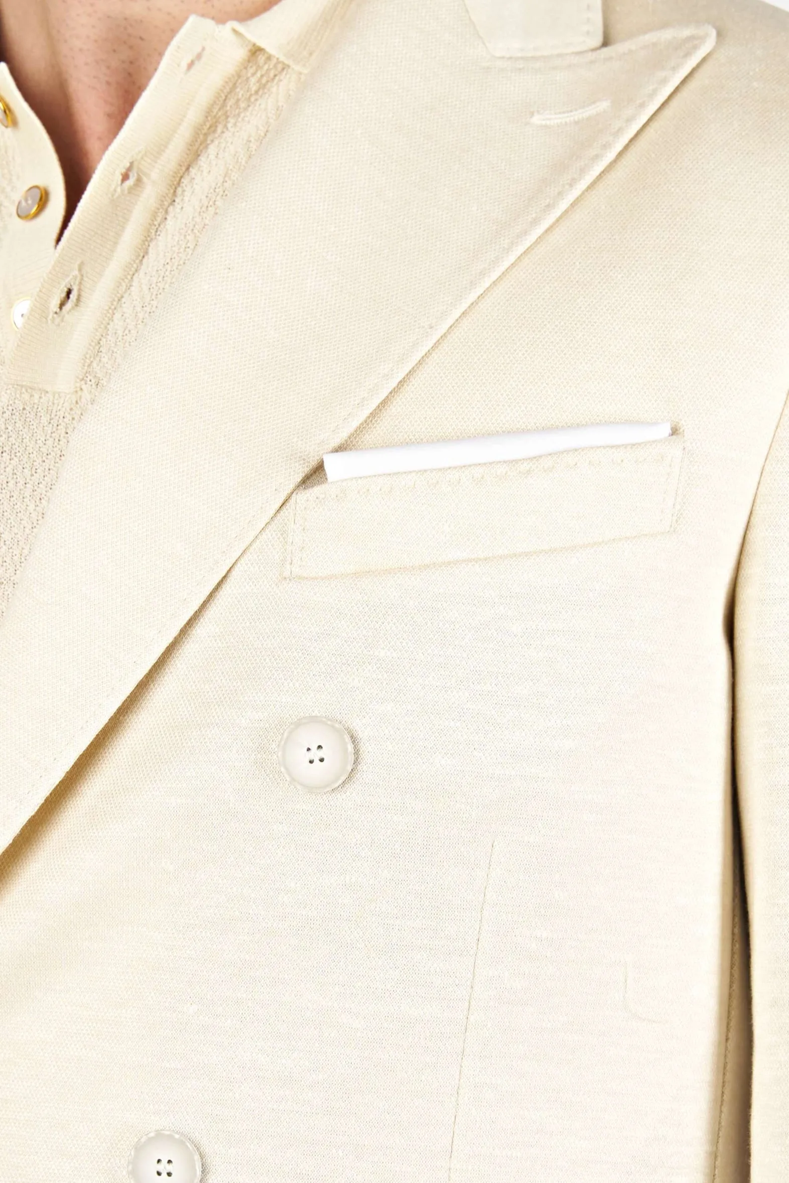 Double-breasted Jersey Blazer in Linen & Cotton