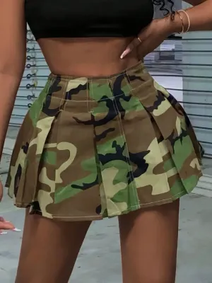 FAGADOER Fashion Camouflage Print Cargo Pants Two Piece Sets Women Tube And High Waist Button Straight Pants Outfits Streetwear