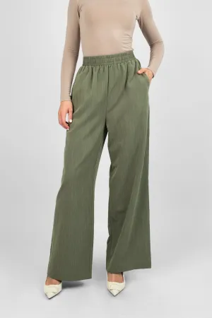 Flowy Wide Leg Pants - Desert Green