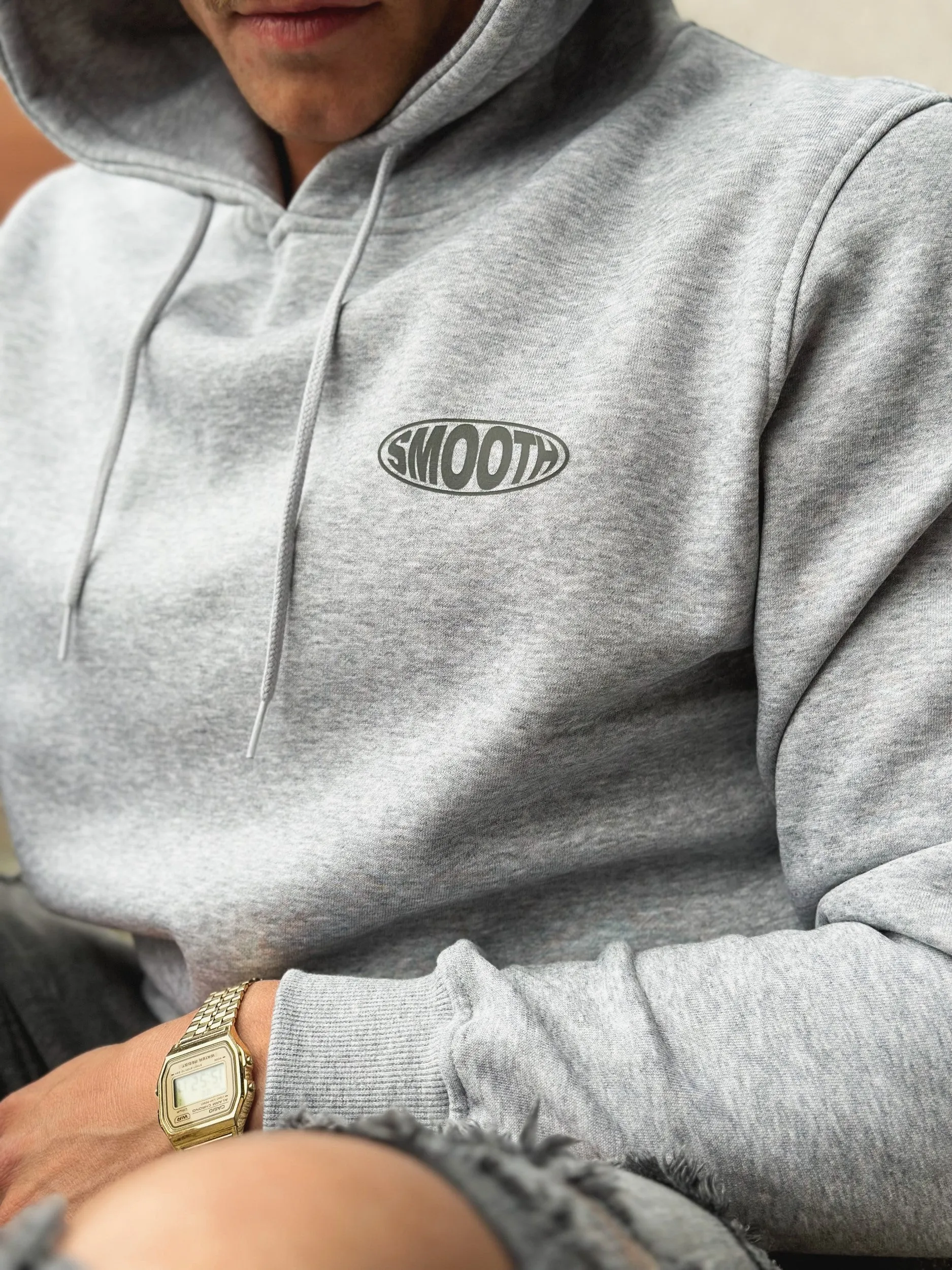 Grey Hoodie / Oval Black Front Back Men