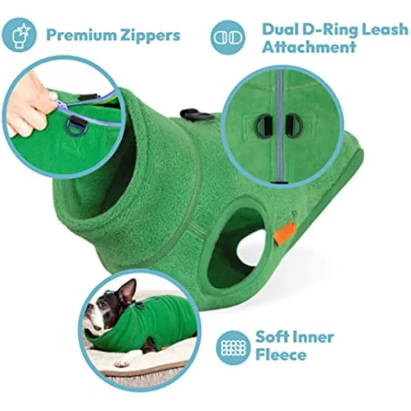 Half Zip Up Fleece Vest Dog Sweater