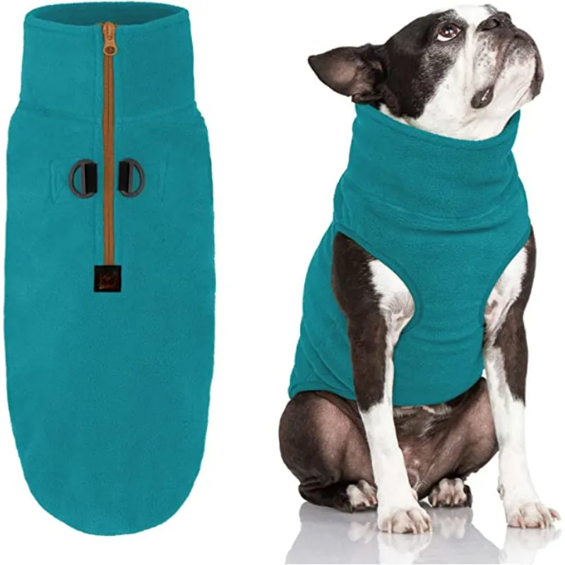 Half Zip Up Fleece Vest Dog Sweater