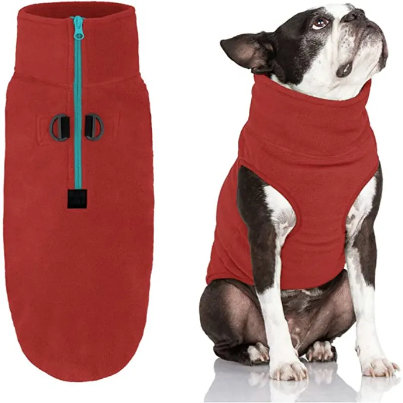 Half Zip Up Fleece Vest Dog Sweater