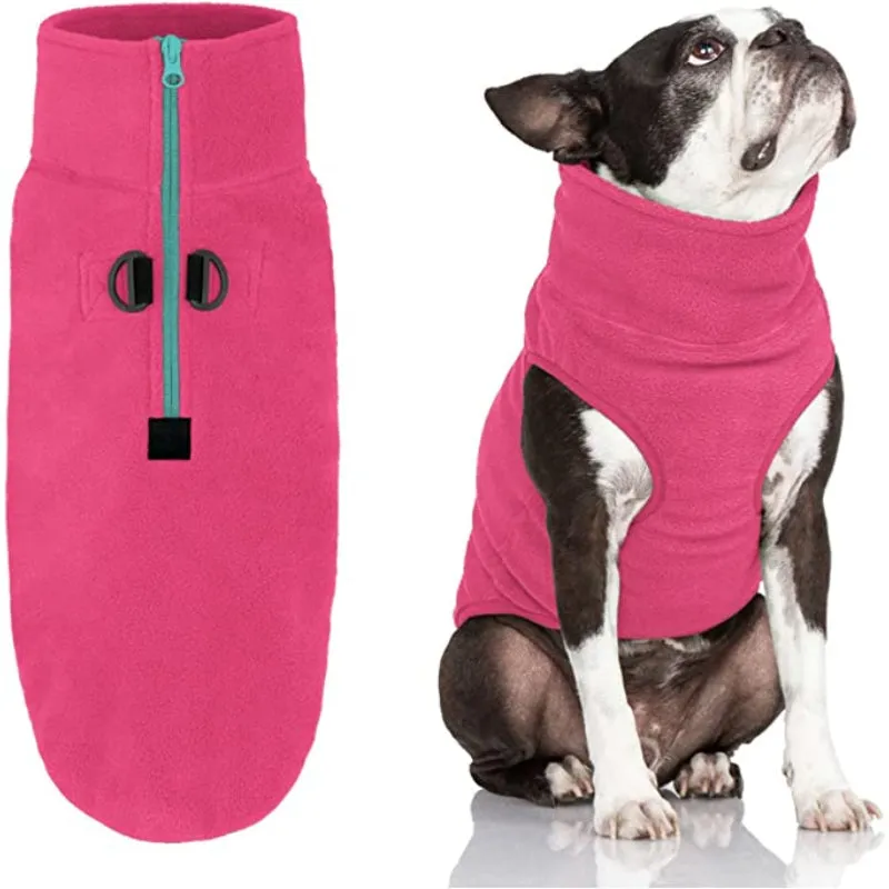 Half Zip Up Fleece Vest Dog Sweater