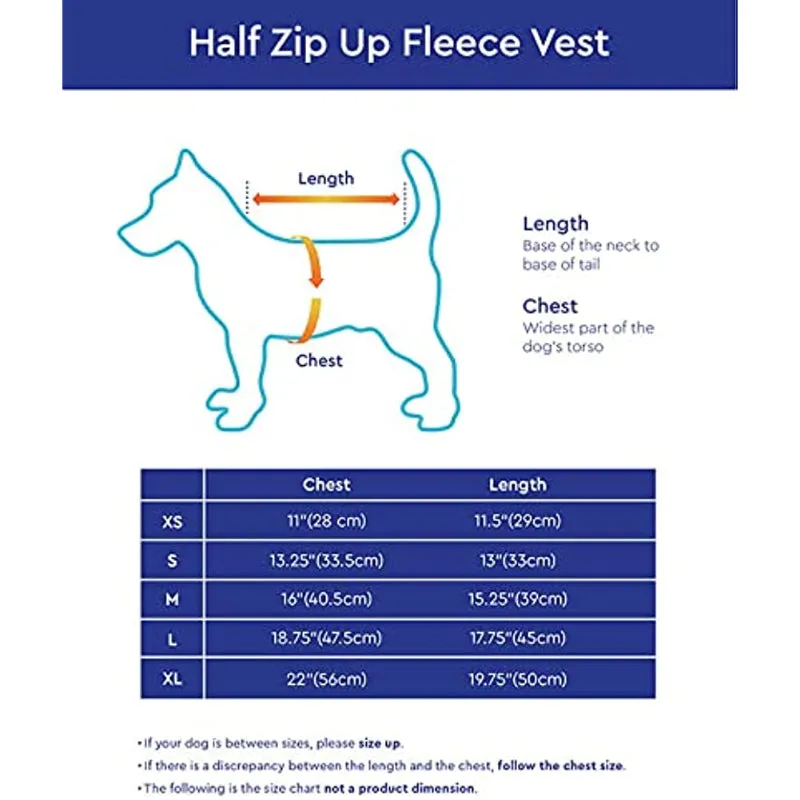 Half Zip Up Fleece Vest Dog Sweater