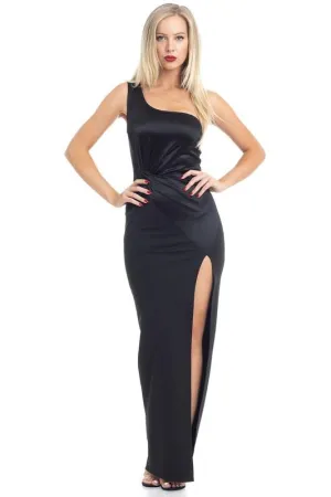 HEAVY SATIN ONE SHOULDER DRESS