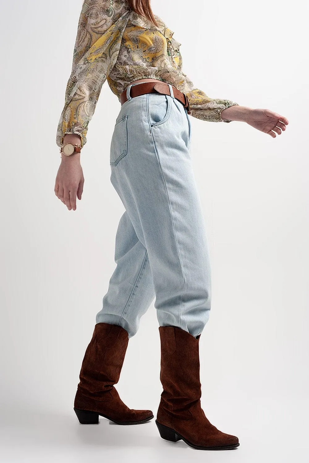High Rise Slouchy Mom Jeans In Lightwash