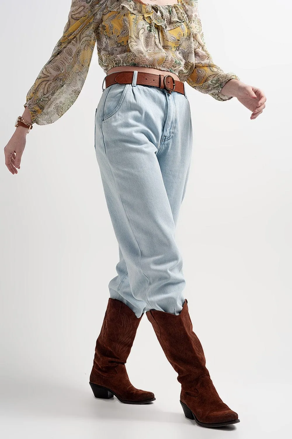 High Rise Slouchy Mom Jeans In Lightwash