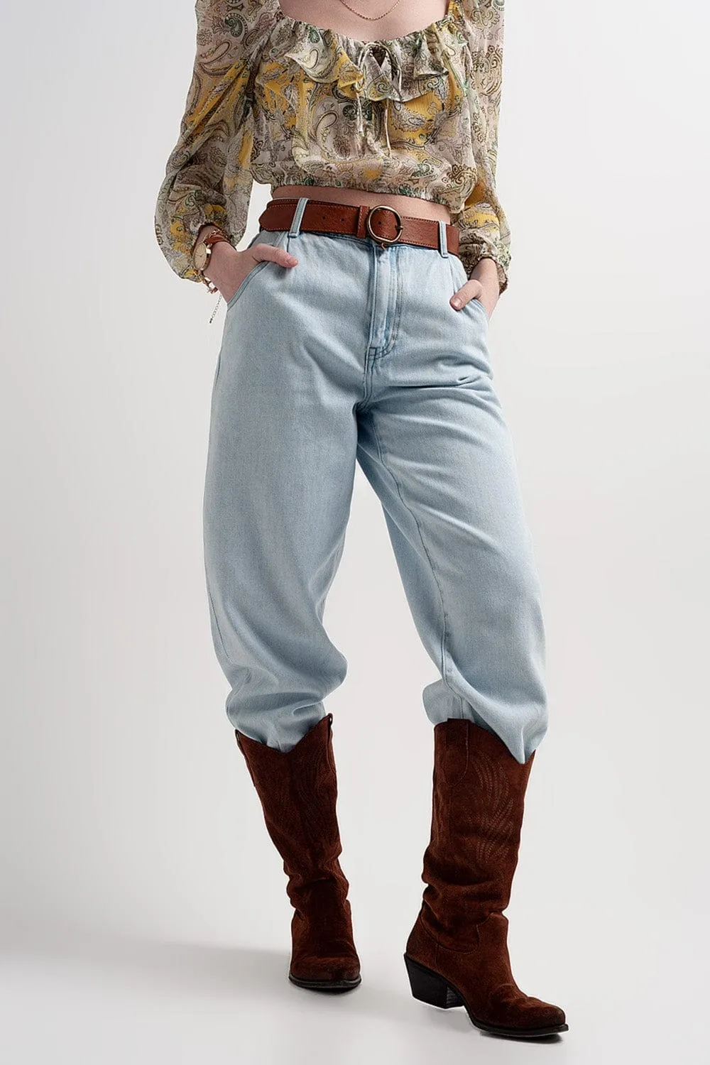 High Rise Slouchy Mom Jeans In Lightwash