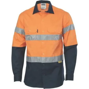 HiVis two tone drill shirt with 3M 8906 Reflective Tape 3736