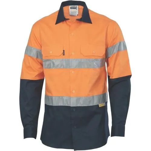 HiVis two tone drill shirt with 3M 8906 Reflective Tape 3736
