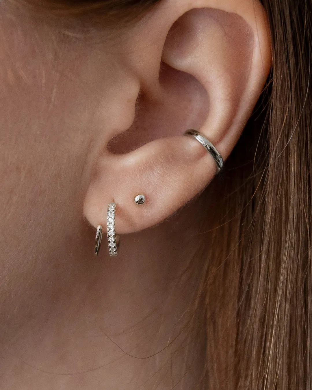 Huggie Ear Jackets - Silver