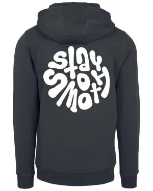 Ink Blue Hoodie / Stay Smooth White Front Back Women