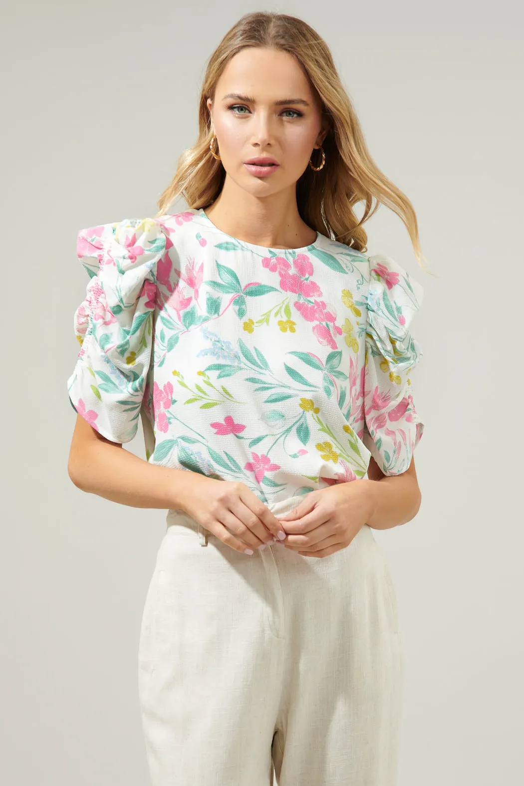 Jacinda Floral Beverly Drape Sleeve Blouse